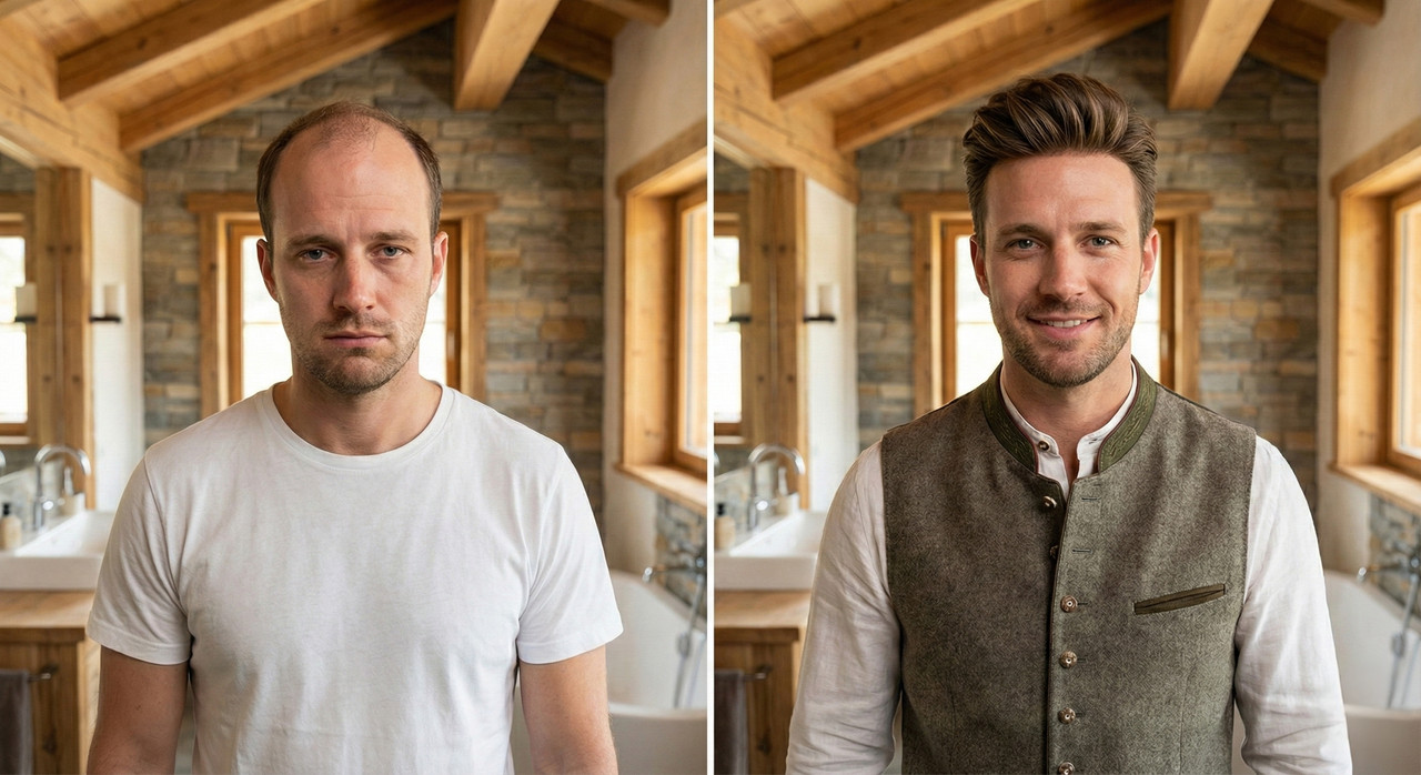 Vorher Nachher Haarsystem Österreich Transformation